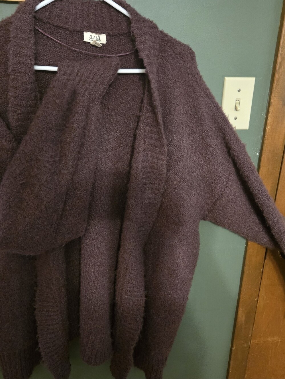 a.n.a Open-Front Cardigan Sweater — Plum